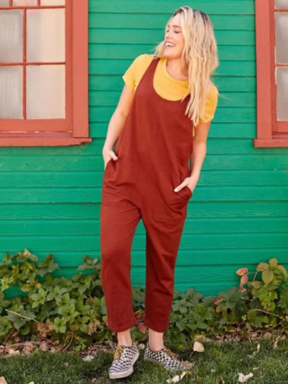 Toad&Co Follow Through Jumpsuit Organic Cotton Terry Rust Brown Womens Small S